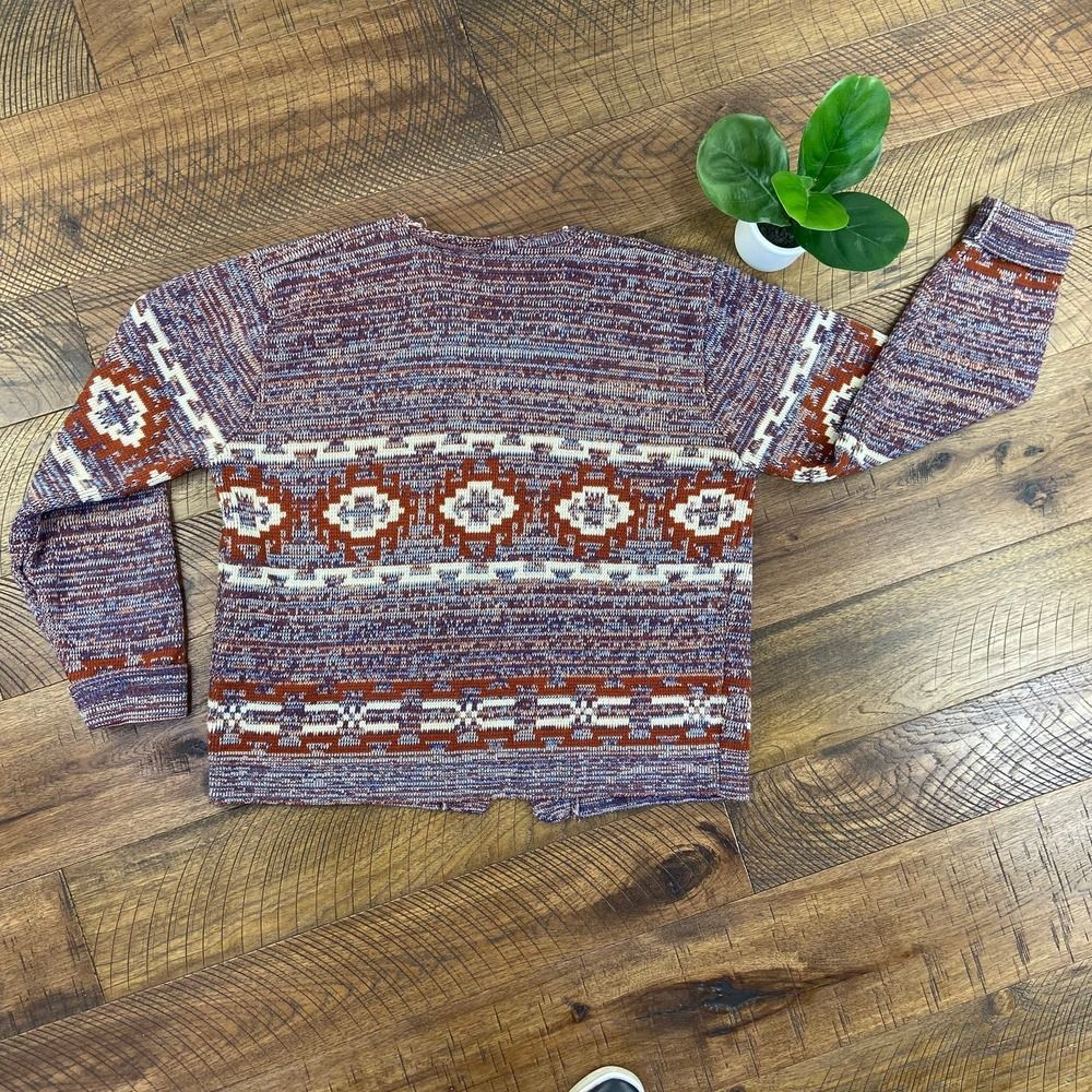 KARMAN L Womens Vintage Nordic Aztec Knit Wool Cardigan Denver Colorado - Picture 2 of 6